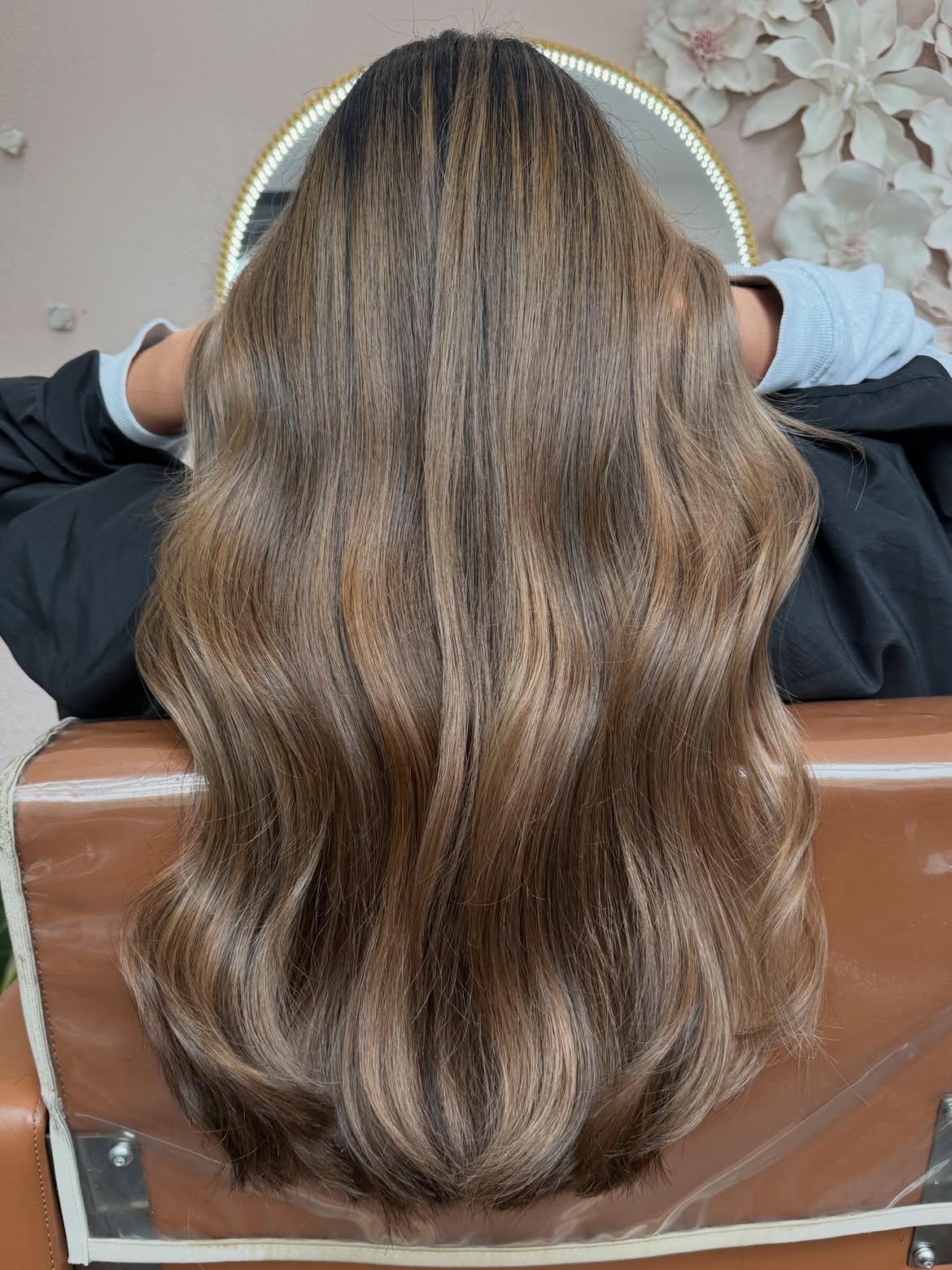 Soft caramel and champagne balayage