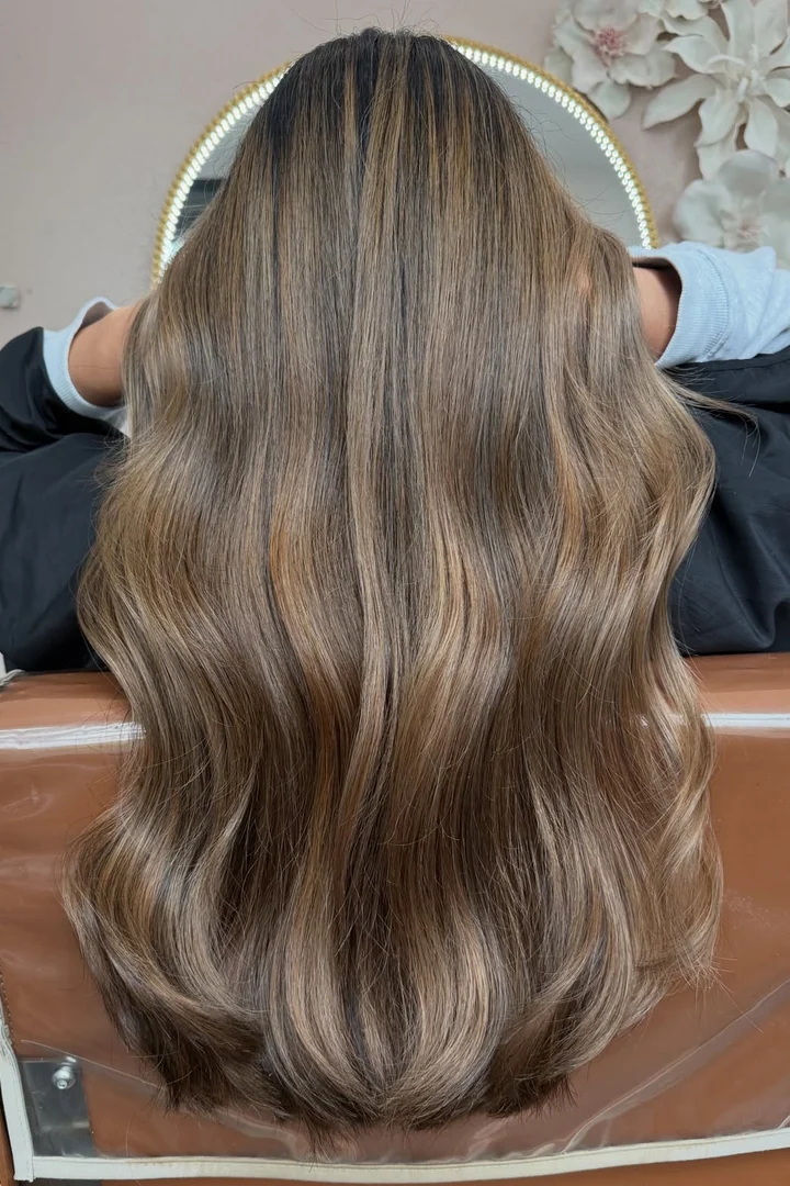 Luminous brunette gloss refresher and haircut result